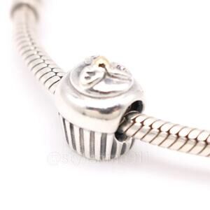 Authentic PANDORA Sterling Silver Cupcake with 14K Gold Cherry on top Charm